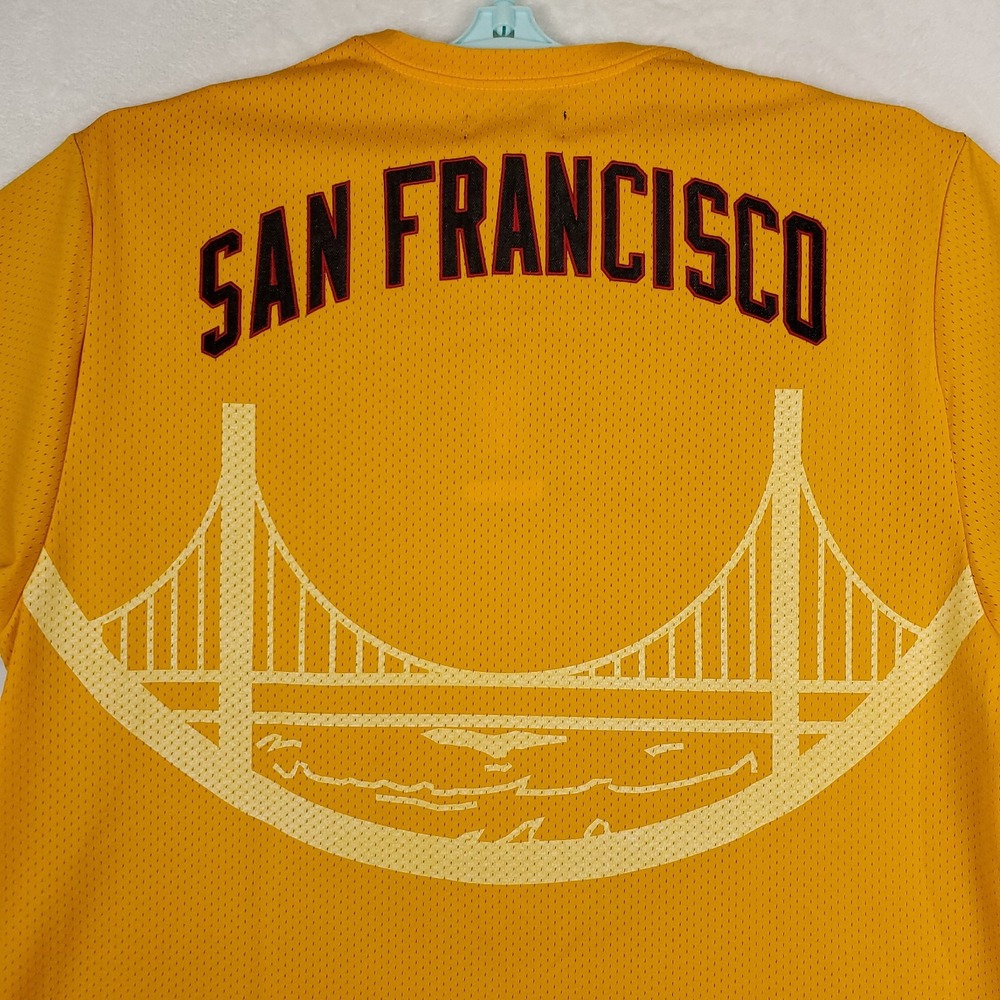 Purple Brand Warriors Mitchell & Ness NBA XL XLarge Jersey Shirt Blue Yellow NWT - Picture 8 of 8
